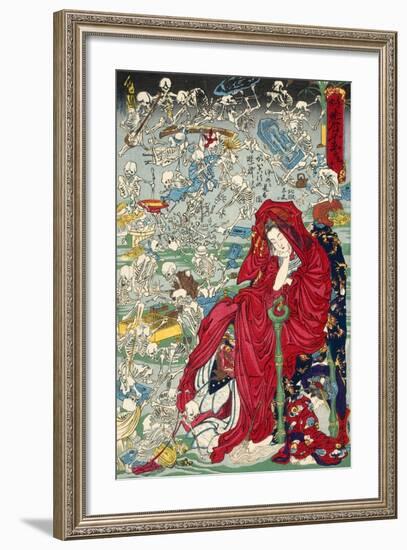 Hell Courtesan, No. 9 in the Series "Kyosai Rakuga"-null-Framed Giclee Print