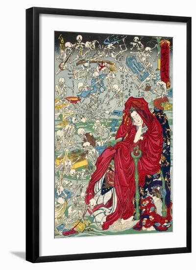 Hell Courtesan, No. 9 in the Series "Kyosai Rakuga"-null-Framed Giclee Print