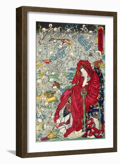 Hell Courtesan, No. 9 in the Series "Kyosai Rakuga"-null-Framed Giclee Print