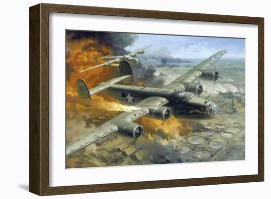 Hell's Wench on Fire over Ploesti-null-Framed Giclee Print