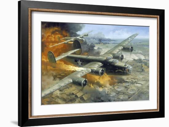 Hell's Wench on Fire over Ploesti-null-Framed Giclee Print