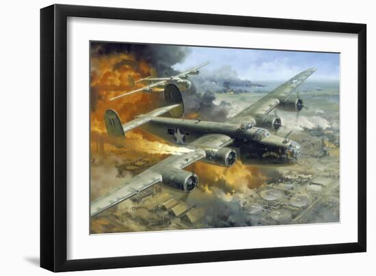 Hell's Wench on Fire over Ploesti-null-Framed Giclee Print