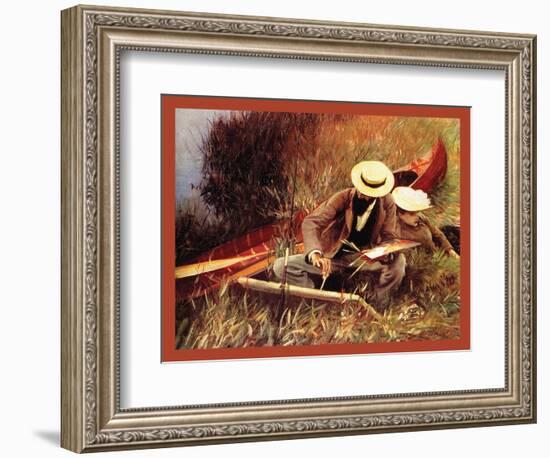 Helleu Sketching with His Wife-John Singer Sargent-Framed Art Print