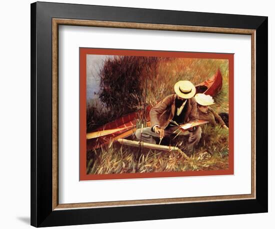 Helleu Sketching with His Wife-John Singer Sargent-Framed Art Print