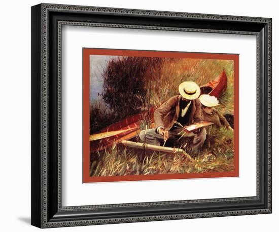 Helleu Sketching with His Wife-John Singer Sargent-Framed Art Print