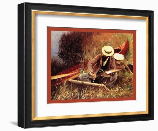 Helleu Sketching with His Wife-John Singer Sargent-Framed Art Print