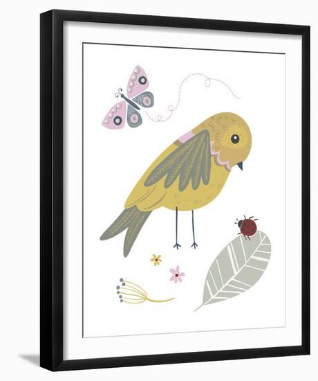 Hello Friends - Bird-Clara Wells-Framed Giclee Print