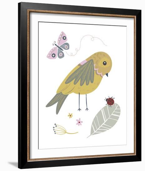 Hello Friends - Bird-Clara Wells-Framed Giclee Print