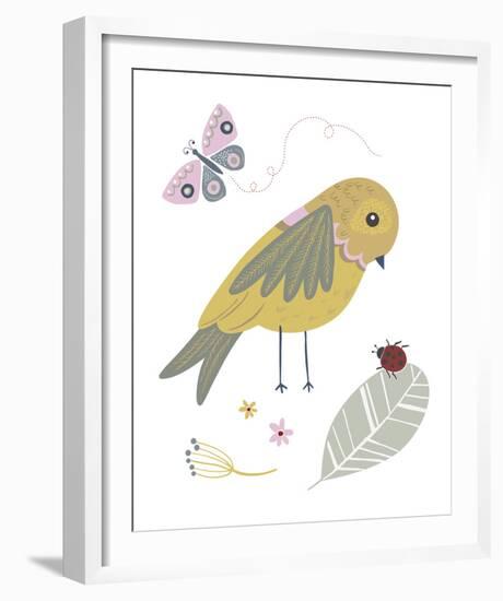 Hello Friends - Bird-Clara Wells-Framed Giclee Print