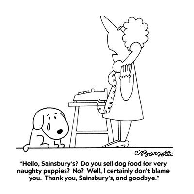 Hello, Sainsbury's? Do you sell dog food for very naughty puppies? No? We… Hello, Sainsbury's? Do you sell dog food for very naughty puppies? No? We…