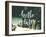 Hello Winter Typography Overlay on Blurred Photo of Christmas Trees. Lettering Banner for Greeting-kotoko-Framed Art Print