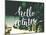 Hello Winter Typography Overlay on Blurred Photo of Christmas Trees. Lettering Banner for Greeting-kotoko-Mounted Art Print