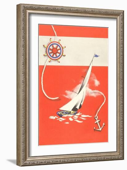 Helm, Sailboat, and Anchor-null-Framed Art Print