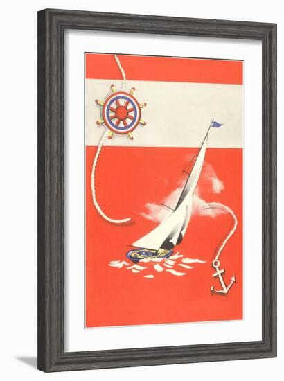 Helm, Sailboat, and Anchor-null-Framed Art Print