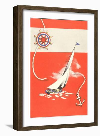 Helm, Sailboat, and Anchor-null-Framed Art Print