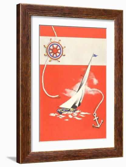 Helm, Sailboat, and Anchor-null-Framed Art Print