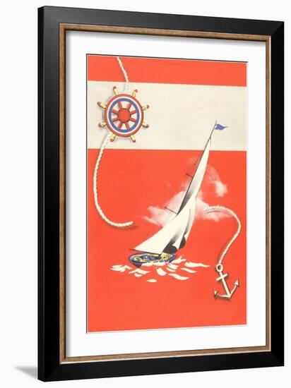 Helm, Sailboat, and Anchor-null-Framed Art Print