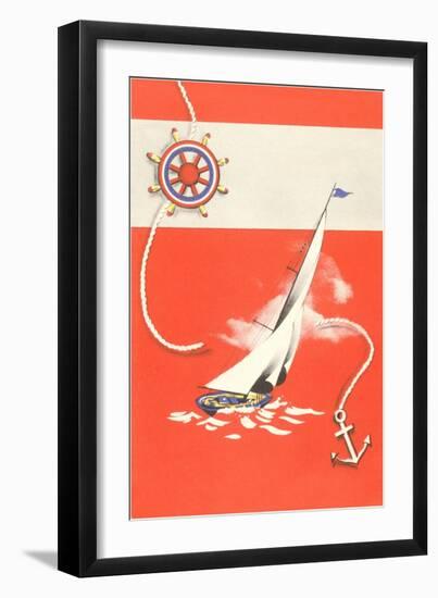 Helm, Sailboat, and Anchor-null-Framed Art Print