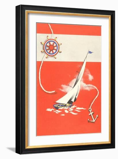 Helm, Sailboat, and Anchor-null-Framed Art Print