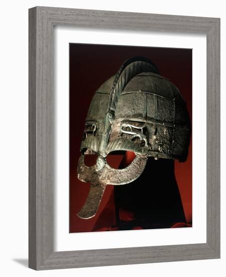 Helmet from a pre-Viking boat grave, Vendel, Uppland, Sweden, 7th century-Werner Forman-Framed Photographic Print