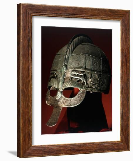 Helmet from a pre-Viking boat grave, Vendel, Uppland, Sweden, 7th century-Werner Forman-Framed Photographic Print