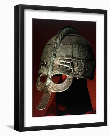 Helmet from a pre-Viking boat grave, Vendel, Uppland, Sweden, 7th century-Werner Forman-Framed Photographic Print