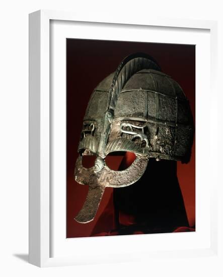 Helmet from a pre-Viking boat grave, Vendel, Uppland, Sweden, 7th century-Werner Forman-Framed Photographic Print