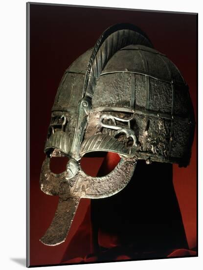 Helmet from a pre-Viking boat grave, Vendel, Uppland, Sweden, 7th century-Werner Forman-Mounted Photographic Print