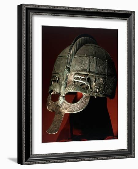 Helmet from a pre-Viking boat grave, Vendel, Uppland, Sweden, 7th century-Werner Forman-Framed Photographic Print