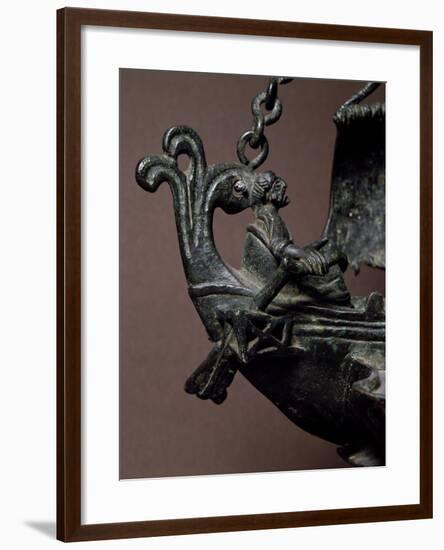 Helmsman, Detail from Bronze Lamp in the Shape of Ship, Early Christian Period-null-Framed Giclee Print