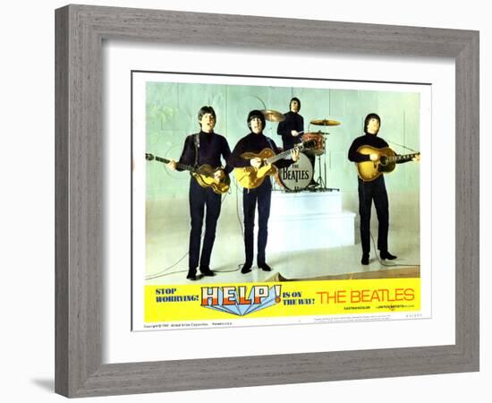 Help, from Left:Paul Mccartney, George Harrison, Ringo Starr, John Lennon, 1965-null-Framed Art Print