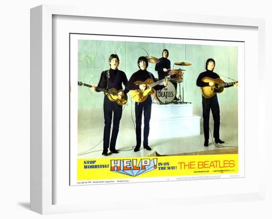 Help, from Left:Paul Mccartney, George Harrison, Ringo Starr, John Lennon, 1965-null-Framed Art Print