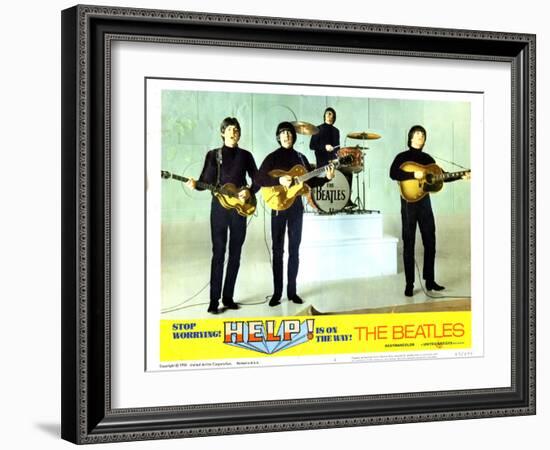 Help, from Left:Paul Mccartney, George Harrison, Ringo Starr, John Lennon, 1965-null-Framed Art Print