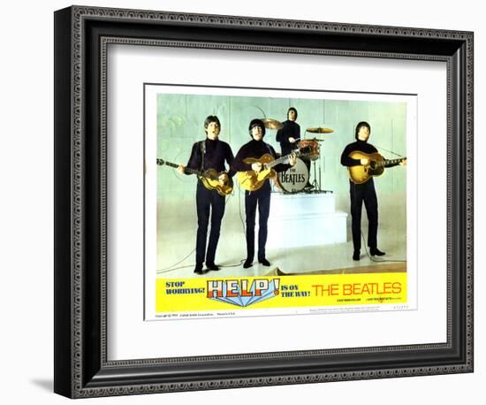 Help, from Left:Paul Mccartney, George Harrison, Ringo Starr, John Lennon, 1965-null-Framed Premium Giclee Print