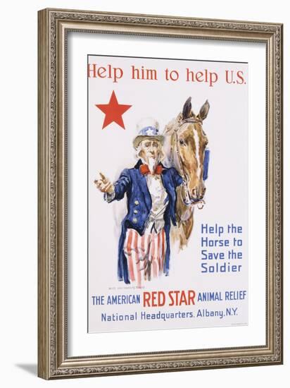 Help Him to Help U.S.! Poster-James Montgomery Flagg-Framed Giclee Print