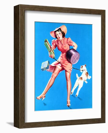 Help Wanted! Pin-Up with Dog 1939-Gil Elvgren-Framed Art Print