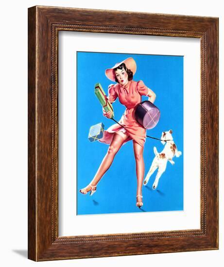 Help Wanted! Pin-Up with Dog 1939-Gil Elvgren-Framed Art Print