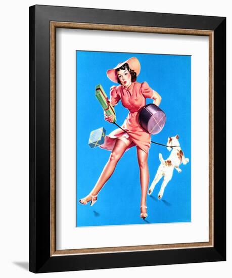 Help Wanted! Pin-Up with Dog 1939-Gil Elvgren-Framed Art Print