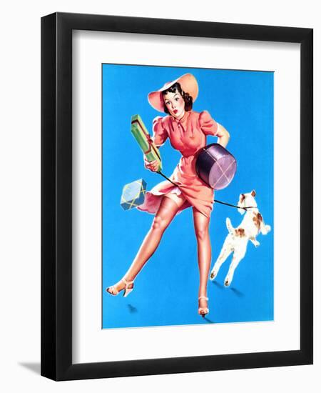 Help Wanted! Pin-Up with Dog 1939-Gil Elvgren-Framed Art Print