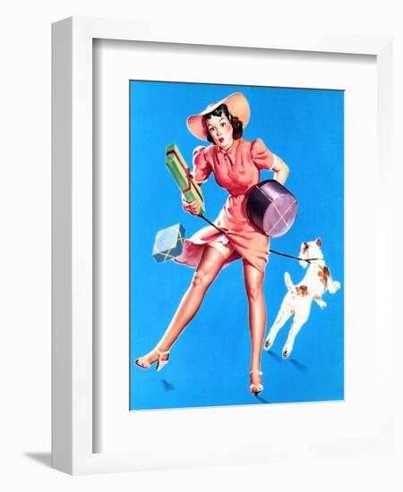 Help Wanted! Pin-Up with Dog 1939-Gil Elvgren-Framed Art Print