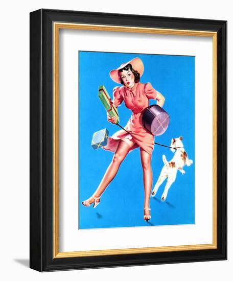 Help Wanted! Pin-Up with Dog 1939-Gil Elvgren-Framed Art Print