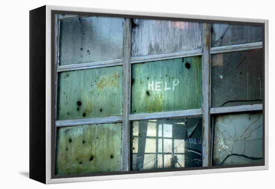 Help Written on Broken Windows-null-Framed Stretched Canvas