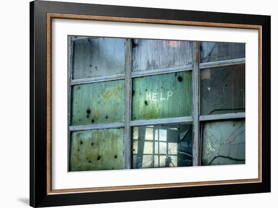 Help Written on Broken Windows-null-Framed Photo