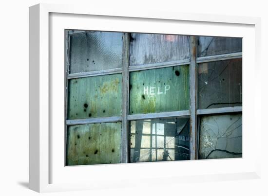 Help Written on Broken Windows-null-Framed Photo