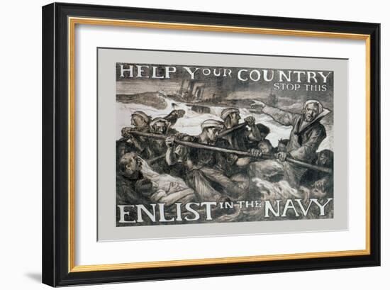 Help Your Country Stop This. Enlist in the Navy-Frank Brangwyn-Framed Art Print