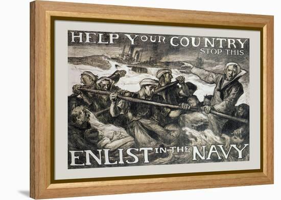Help Your Country Stop This. Enlist in the Navy-Frank Brangwyn-Framed Stretched Canvas