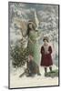 Helpful Angel Accompanies Two Children into the Woods to Help Them Choose Their Tree-null-Mounted Photographic Print