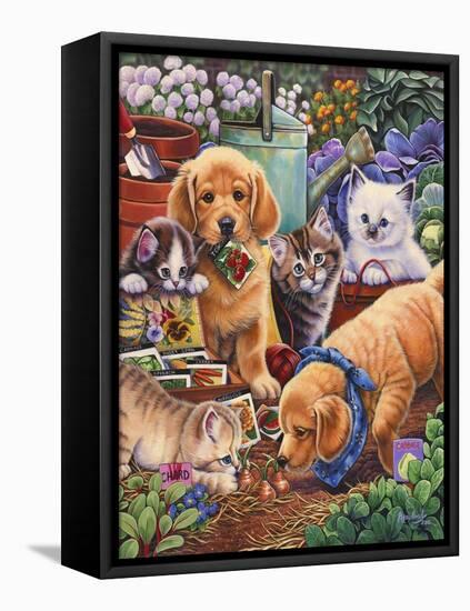 Helpful Garden Paws-Jenny Newland-Framed Premier Image Canvas