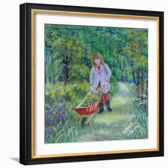 Helping Granpa in Garden, 2020 (Pastel)-Margo Starkey-Framed Giclee Print