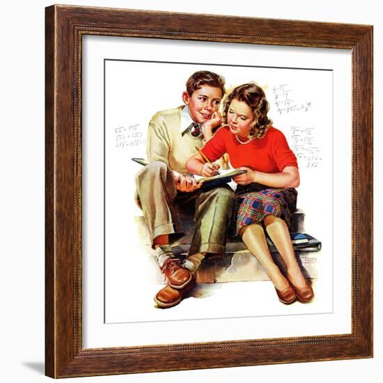 "Helping with Homework," May 25, 1940-Frances Tipton Hunter-Framed Giclee Print